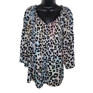 Spense cheetah print peasant top shirt size small
